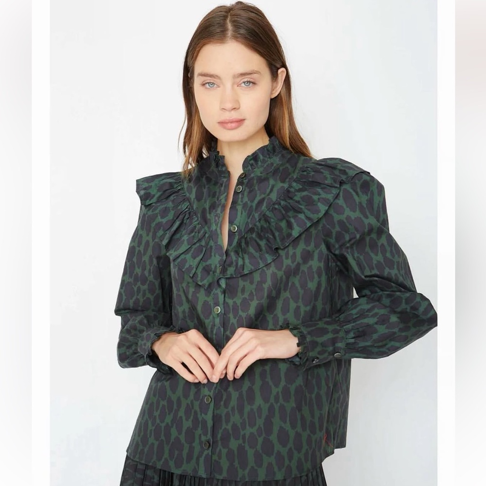 Caballero Collection Long Sleeve Ruffle Collar Blouse Feminine Prairie Sz Medium